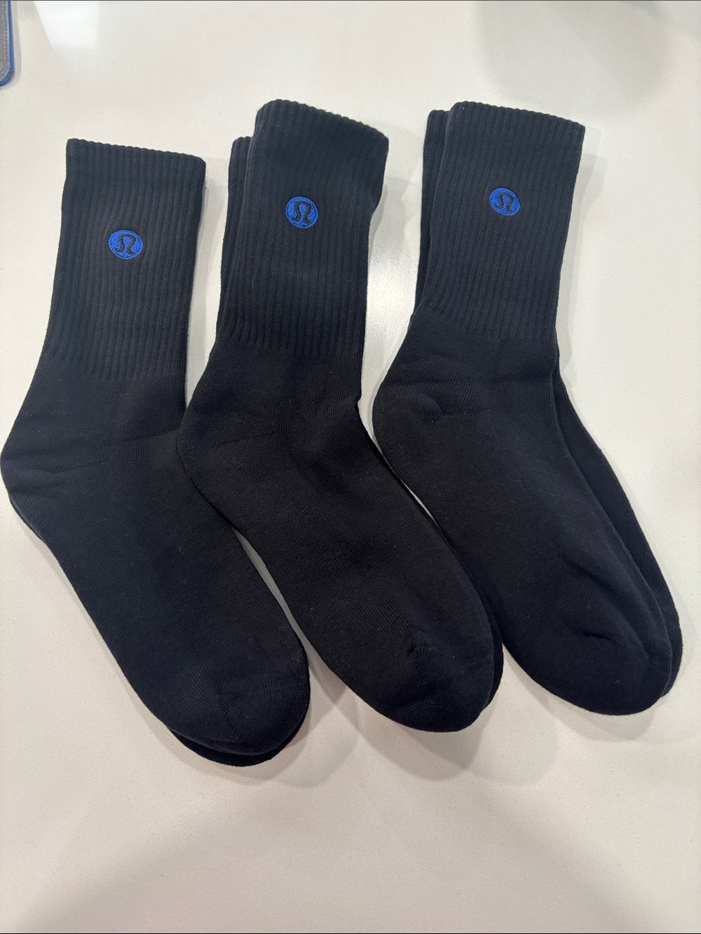 lululemon athletica Black Crew Socks with Blue Logo - Trio